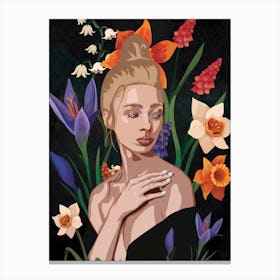 Woman With Spring Flowers Canvas Print