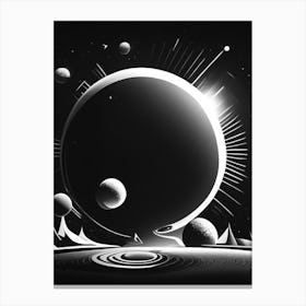 Solar System Noir Comic Space Canvas Print