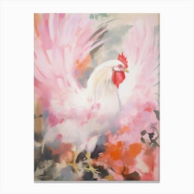Pink Ethereal Bird Painting Rooster 1 Canvas Print