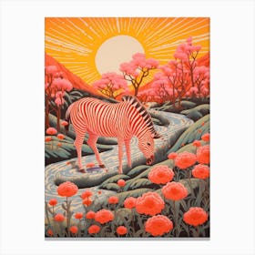 Zebra In The Wild Pink 2 Canvas Print