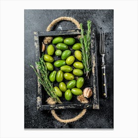 Olives — Food kitchen poster/blackboard, photo art Canvas Print