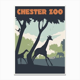 Chester Zoo Travel Poster Giraffes Canvas Print
