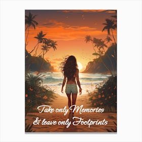 Travel Quote Ocean Footprints Canvas Print