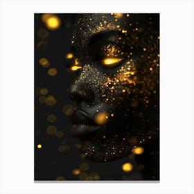 Woman With Gold Glitter On Her Face Canvas Print