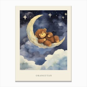 Baby Orangutan 1 Sleeping In The Clouds Nursery Poster Canvas Print