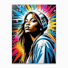 Graffiti Mural Of Beautiful Hip Hop Girl 66 Canvas Print