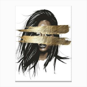 Woman With Gold Paint On Her Face 1 Canvas Print