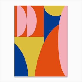 Geometric Abstraction Shapes in Bold Red Blue Yellow and Pink Canvas Print