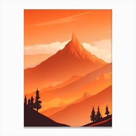 Misty Mountains Vertical Composition In Orange Tone 20 Canvas Print