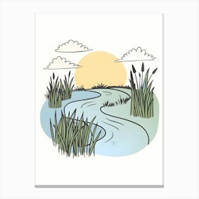 Reeds In The River Canvas Print