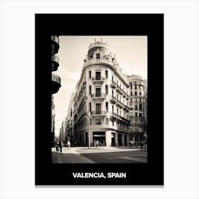 Poster Of Valencia, Spain, Mediterranean Black And White Photography Analogue 3 Canvas Print