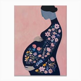 Pregnant Woman With Flowers Canvas Print