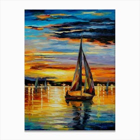 Sailboats At Sunset Canvas Print