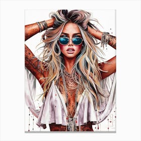 A Girl With Tattoos Canvas Print