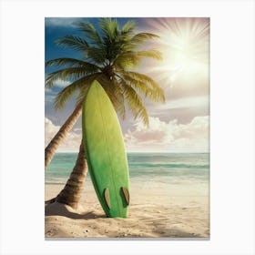 Surfboard On The Beach Canvas Print