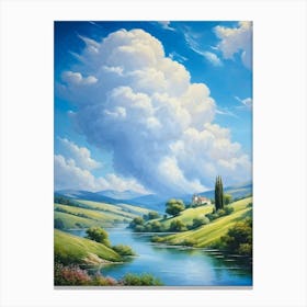 Cumulus Clouds Billowing Gentle Giants Against A Backdrop Of Vivid Azure Sky Tower Over A Varied (2) Canvas Print