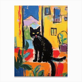 Painting Of A Cat In Rabat Morocco 1 Canvas Print
