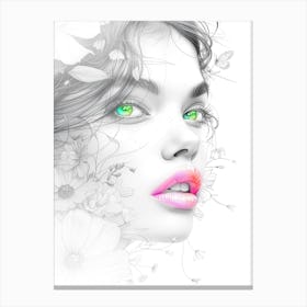 Woman Face Beautiful Illustration Art 03 Canvas Print