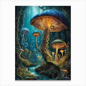 Neon Mushrooms In A Magical Forest (25) Canvas Print