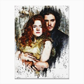 Jon Snow With Ygritte Game Of Thrones Painting 1 Canvas Print
