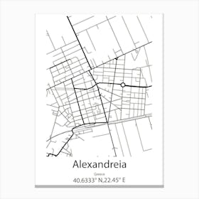 Alexandreia,Greece Minimalist Map Canvas Print