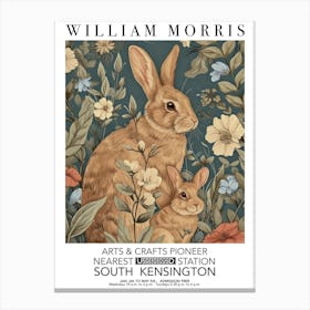 William Morris Print Rabbit Bunny Portrait Valentines Mothers Day Gift Canvas Print