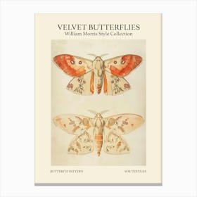 Velvet Butterflies Collection Butterfly Pattern William Morris Style 4 Canvas Print