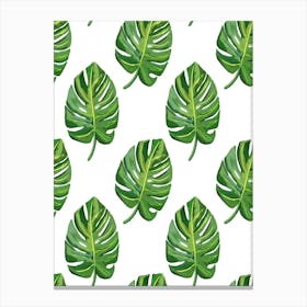 Monstera Leaves Seamless Pattern Canvas Print