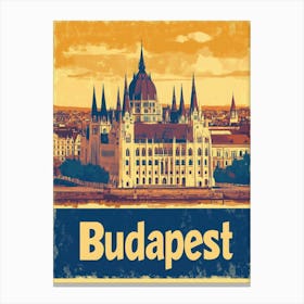 Aihrgdesign A Retro Travel Poster For Budapest Featuring The 7 Canvas Print