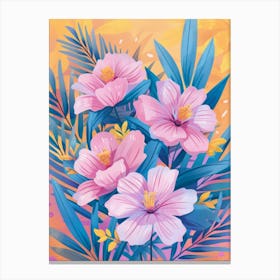 Pink Hibiscus Flowers Canvas Print