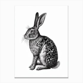 English Spot Blockprint Rabbit Illustration 5 Canvas Print