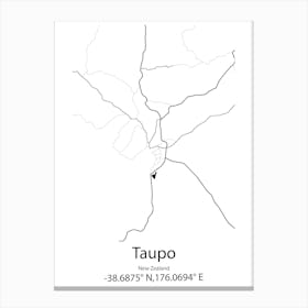 Taupo,New Zealand Minimalist Map Canvas Print