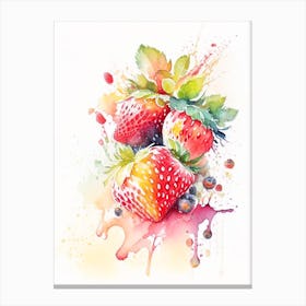 Bunch Of Strawberries, Fruit, Storybook Watercolours Canvas Print