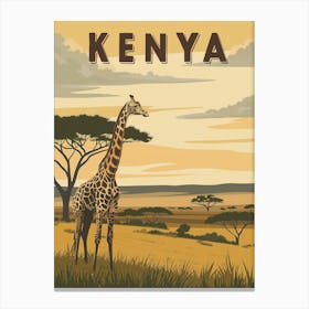 Vintage Kenya Travel - African Giraffe Canvas Print