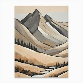 Neutral Mountain Range Painting Canvas Print