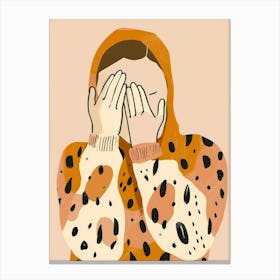 Illustration Of A Woman Covering Her Face Canvas Print
