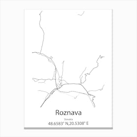 Roznava,Slovakia Minimalist Map Canvas Print