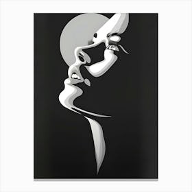 Face Woman black and White drawing Canvas Print