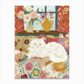 Tea Time With A Persian Cat 4 Canvas Print