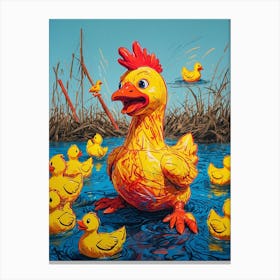 Ducks In The Water 4 Canvas Print