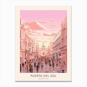 The Puerta Del Sol Madrid Spain 2 Travel Poster Canvas Print