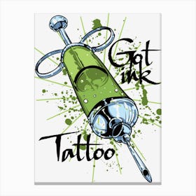 Tattoo Ink Abstract Vector Needle Green Canvas Print