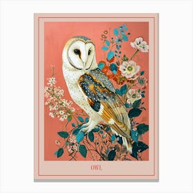 Floral Animal Painting Owl 4 Poster Canvas Print