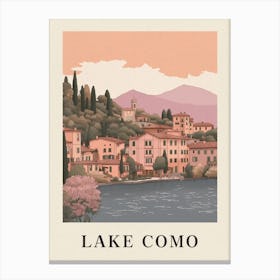 Lake Como Vintage Pink Italy Poster Canvas Print