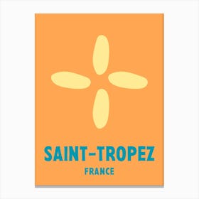 Saint Tropez, France, Graphic Style Poster 3 Canvas Print