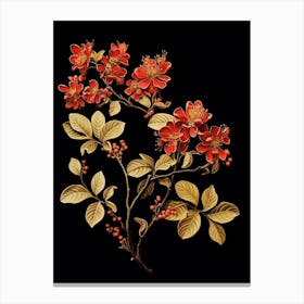 Chinese Witch Hazel 2 William Morris Style Winter Florals Canvas Print