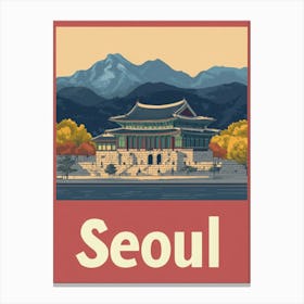 Aihrgdesign A Vintage Travel Poster Of Seoul Featuring The Ic D138e026 A8ad 45d5 B35a 8e81ef002101 2 Canvas Print