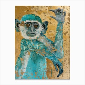 Gibbon Gold Effect Collage 2 Canvas Print