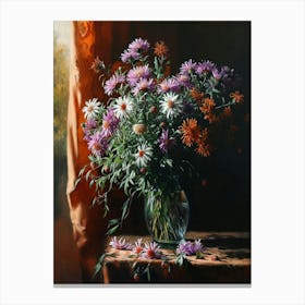 Baroque Floral Still Life Asters 1 Canvas Print