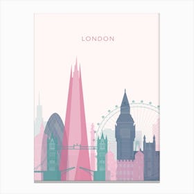 Pink And Teal London Skyline Canvas Print